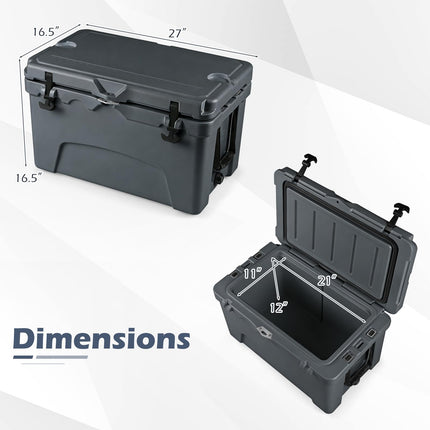 Goplus 45QT Hard Cooler w/Portable Handles Cup Holders & Ruler for Camping & Beach