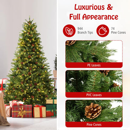 Goplus 6ft 3-Minute-Setup Pre-Lit Artificial Christmas Tree with 360° Quick Power Connector
