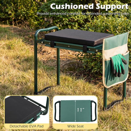 Goplus 11" Wide 2-in-1 Foldable Garden Kneeler and Seat for Seniors