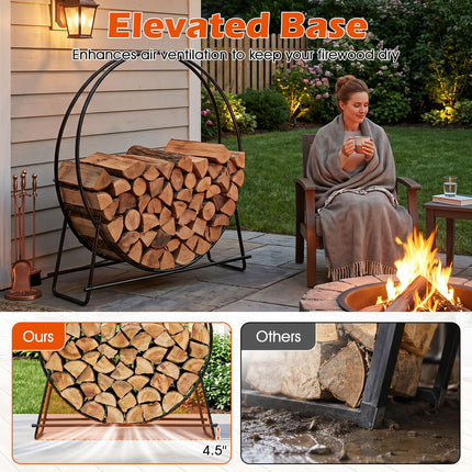 Goplus 45" Round Firewood Rack Heavy-Duty Metal Log Holder | 485 LBS Capacity