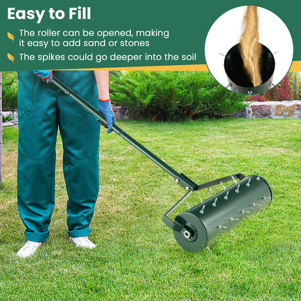 Goplus Rolling Lawn Aerator, Filled with Sand or Stone