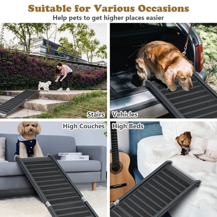 63" Dog Ramp, Foldable Safety Bi-fold Pet Cat Ramp Portable Lightweight Back Seat Ladder for Cars