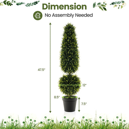 Goplus 4FT Artificial Boxwood Topiary Tree, Faux Potted Plants with Natural Vines