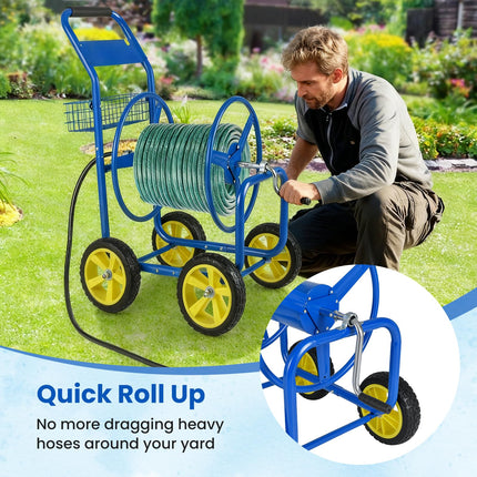 Goplus 300 FT of 5/8" Large Capacity Garden Hose Reel Cart Outdoor Planting Tool