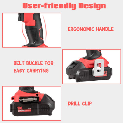 Goplus 18V 1/2'' Cordless Drill with Driver Kit and 2-Speed Electric Drill