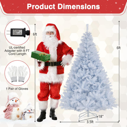 Goplus Pre-Lit Artificial Christmas Tree with PVC Branch Tips & 3-Color LED Lights