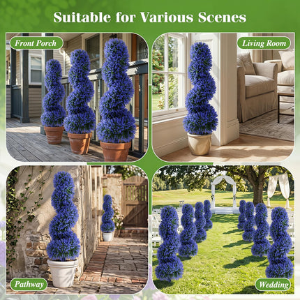 Goplus Artificial Spiral Topiary Trees Set of 2 3FT Outdoor Faux Plants