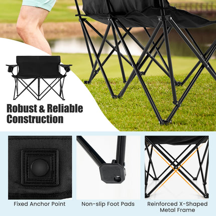 Goplus 2-Person Oversized Double Camping Chair with Armrests & Cup Holders