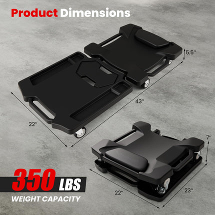 Goplus 43 Inches Mechanic Creeper with Padded Headrest & Tool Trays 350 LBS Max Load