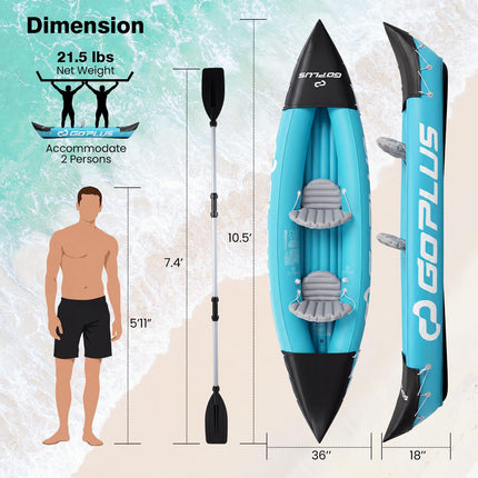 Goplus Inflatable Kayak 2 Person 10.5 FT Tandem Touring Kayak