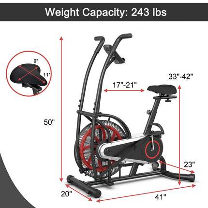 Goplus Air Bike, Fan Exercise Bike with Unlimited Resistance - GoplusUS