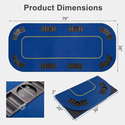 Goplus 79" x 36" Poker Mat | 8 Player Poker Topper with Cup Holder & Carry Bag