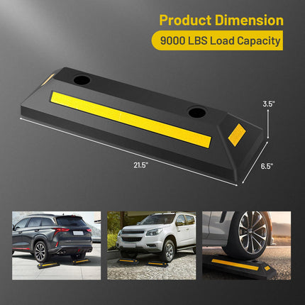 Goplus Parking Block, 2 Pack 21.5" Rubber Parking Bumpers with Three-Way Reflective Stripes