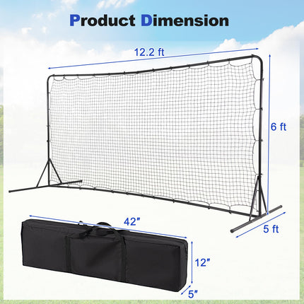Goplus Soccer Rebounder Net, 12FTx6FT Soccer Training Equipment w/Portable Carrying Bag