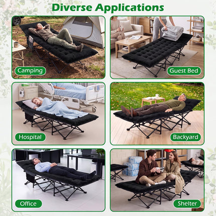 Goplus Camping Cot for Adults with Soft Padded Mat  | Heavy-Duty Folding Portable Oxford Sleeping Bed