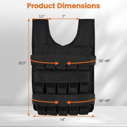 Goplus 66lbs Adjustable Weighted Vest for Men Women with 30 Removable Metal-Sand Weights