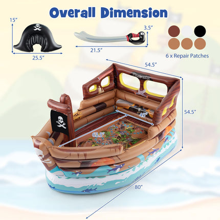 Goplus Inflatable Pirate Ship, Blow up Playscape with Built in Motor