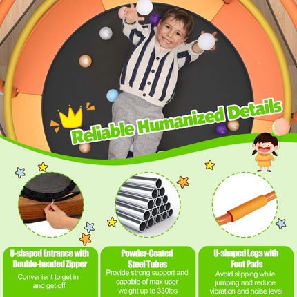 60 Inch Kids Trampoline with Safety Enclosure Net - GoplusUS