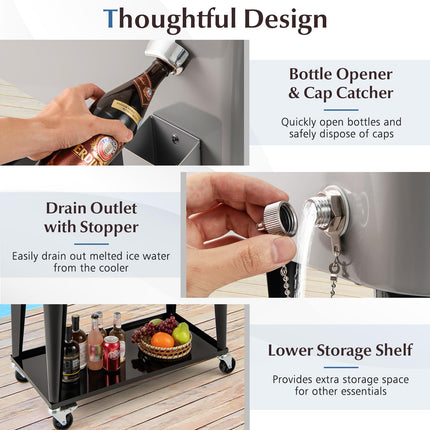 Goplus 80-Quart Rolling Ice Chest Portable Insulated Drink Beverage Cooler for Patio