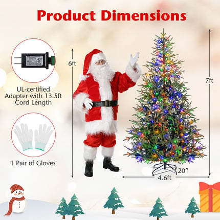 Goplus Pre-Lit Artificial Christmas Tree with Warm White & Multicolored LED Lights
