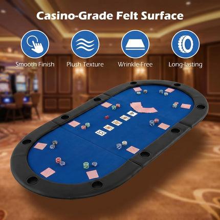 Goplus 84"x42" Foldable Poker Table Top 10 Players w/Cup Holders