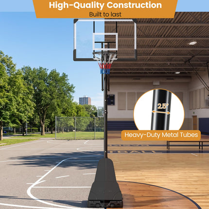Gopplus 8-10 FT Height Adjustable Portable Basketball Goal System with 44 Inch PC Shatterproof Backboard