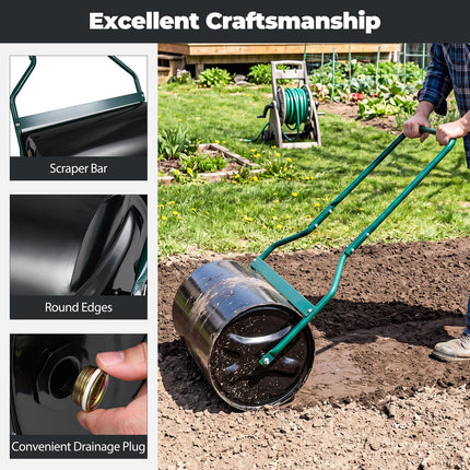Goplus Lawn Roller 12 Gallon Water/Sand Filled Garden Drum Roller(13 by 20-Inch)