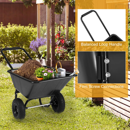 Goplus 2 Wheel Wheelbarrow, 330 LBS Utility Garden Cart with 10” Pneumatic Tires & Handle