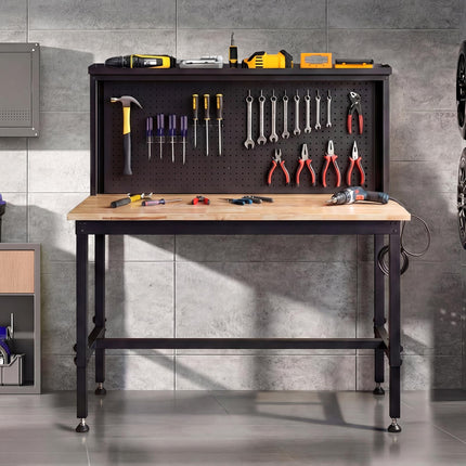 Goplus 48" Workbench with AC/USB Outlets and Pegboard 2000 LBS Work Bench