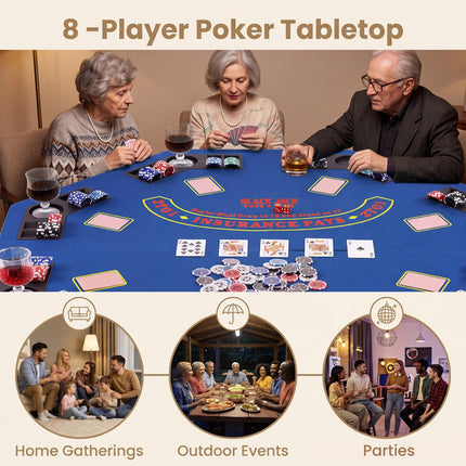 Goplus 8-Player Portable Poker Table Top | 48” Folding Casino Texas Hold’em Game Board