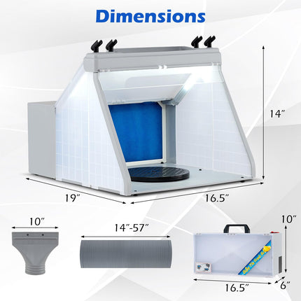 Goplus Portable Airbrush Spray Booth Kit Lighted Painting Station w/ 3 LED Lights