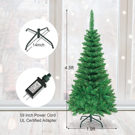 Goplus 4.5/6.5/7.5ft Prelit Pencil Christmas Tree, Premium Hinged Fir Tree