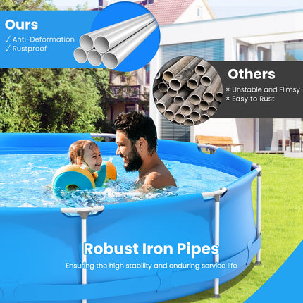 Above Ground Swimming Pool, 12ft x 12ft x 30inch Outdoor Steel Frame Pool - GoplusUS