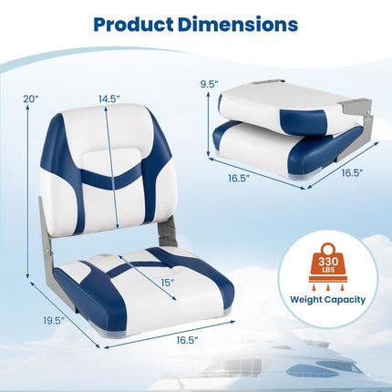 Goplus 2 Packs Folding Boat Seat with Stainless Steel Screws & Aluminum Hinges