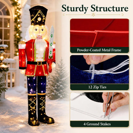 Goplus 5 FT Nutcracker Christmas Decor Outdoor with 100 LED Lights