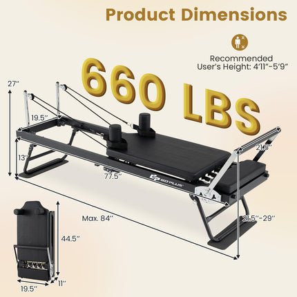 Goplus 84" Large Foldable Pilates Reformer Machine for Home Gym for All Levels