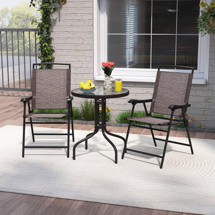Goplus 3 Pieces Bistro Set with Tempered Glass Table