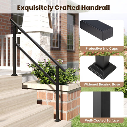Goplus Handrail for Outdoor Steps Metal Hand Rail Fits 0-4 Steps