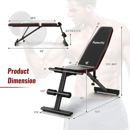 Goplus Adjustable Weight Bench, Heavy Duty Exercise Bench Press for Full Body Strength Training