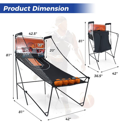 Goplus Foldable Dual Shot Basketball Arcade Game w/LCD Scoreboard 8 Game Modes