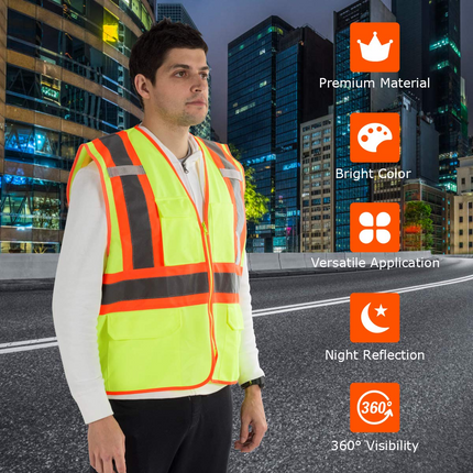 10 Pack Safety Vest, High Visibility Reflective Security Vest Construction Vest - GoplusUS
