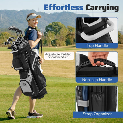 Goplus Lightweight Golf Cart Bag | Molded Lock Top Golf Club Bag for Men Women