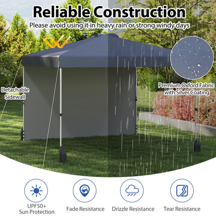 Goplus 10 x 10 Pop Up Canopy with 1 Sidewall and Wheeled Bag