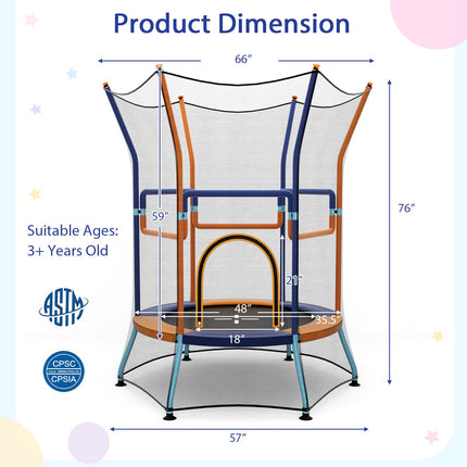 Goplus Kids Trampoline for Toddlers, ASTM Approved Mini Trampoline w/Heightened Safety Enclosure Net
