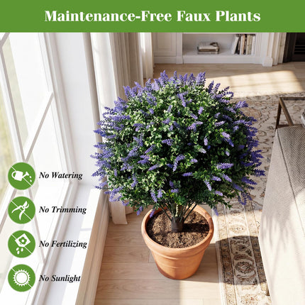 Goplus 2 Pack Artificial Trees 27.5" Faux Floral Shrubs with Ground Spikes