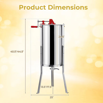 Goplus 3 Frame Manual Honey Extractor with Bottom Gravity Flow Gate & Clear Lid