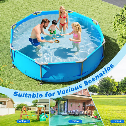 Goplus 8.5'x6'x26'' Metal Frame Above Ground Swimming Pool( 10' Round 1158 Gal )