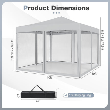 Goplus 10 FT x 10 FT Pop-Up Canopy Tent, Easy Setup Instant Folding Shelter w/Mesh Netting