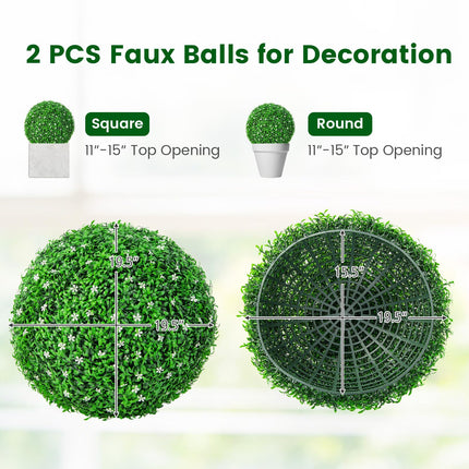 Goplus 2 PCS 19.5 Inch Artificial Plant Topiary Ball, Round Holly Faux Boxwood Balls