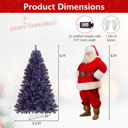 Goplus 6FT / 7FT Pre-Lit Tinsel Christmas Tree| Home Office Seasonal Holiday Decoration